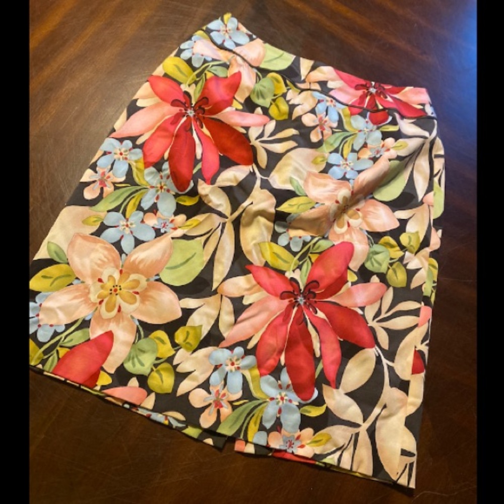 Talbots Bold Floral Mini Skirt in Black, Red, Pink, Blue & Green